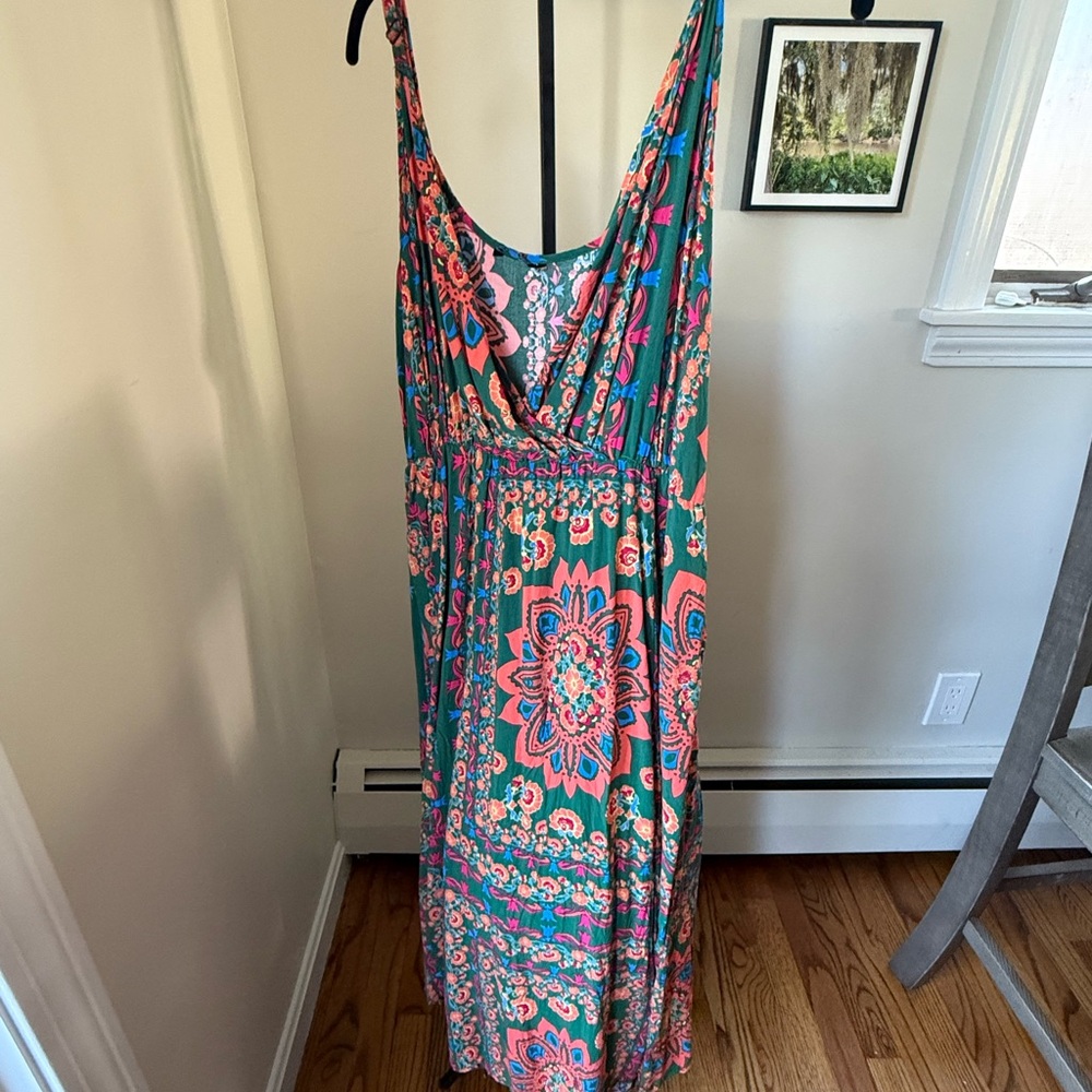 BloomChic Floral Dress in Pink and Green